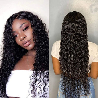 Ldjoy Deep Wave 3 Bundles Hair Weft With 13x4 Lace Frontal Human Hair