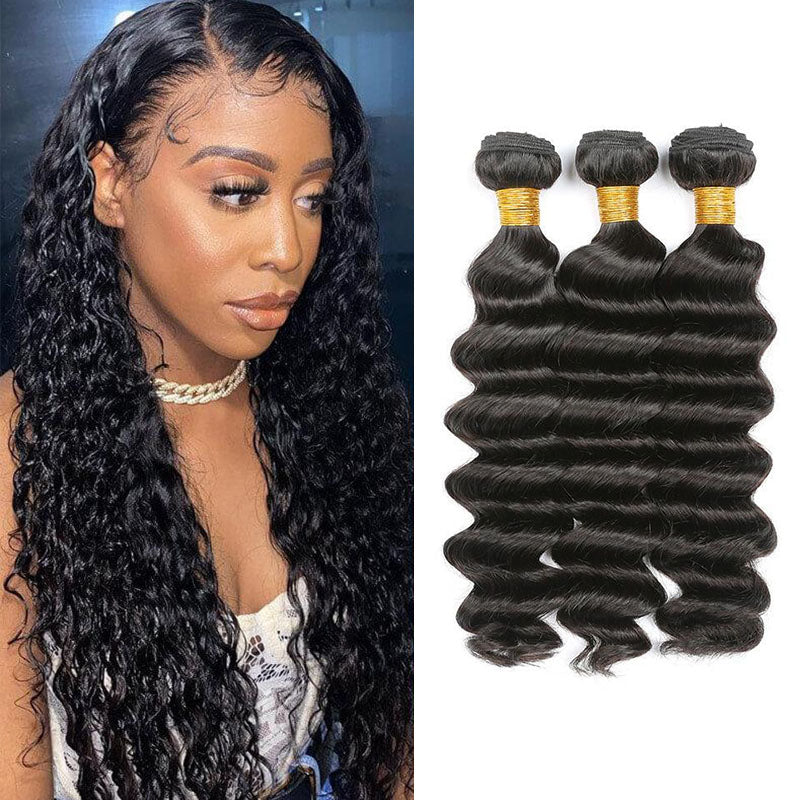Ldjoy Deep Wave 3 Bundles Unprocessed Virgin Human Hair Weave