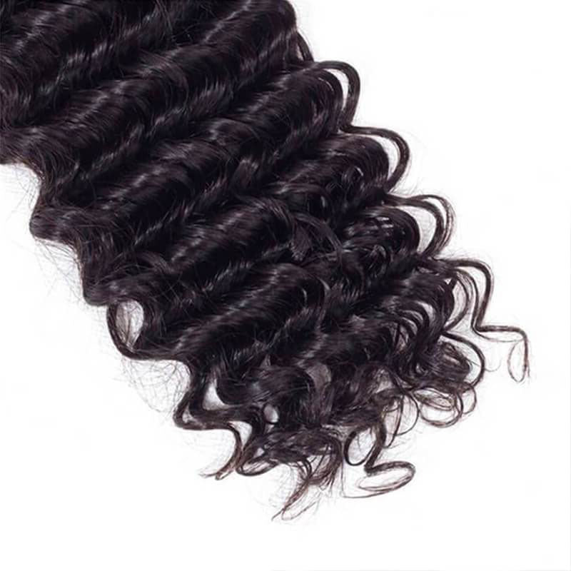 Ldjoy Deep Wave 4 Bundles Hair Weft With 4x4 Lace Closure Human Hair
