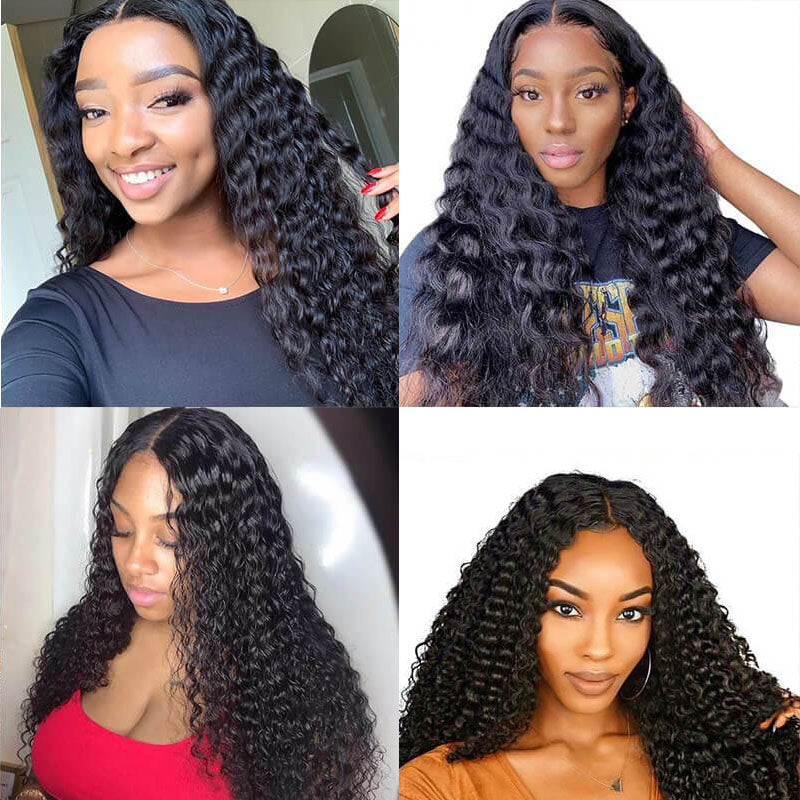 Ldjoy Deep Wave 4 Bundles Hair Weft With 4x4 Lace Closure Human Hair