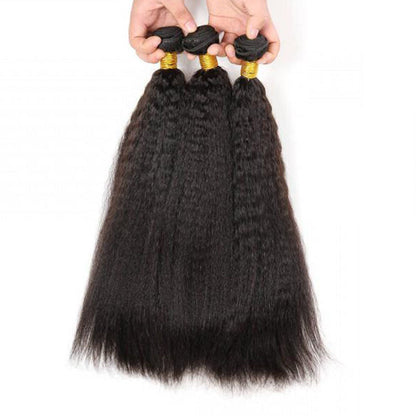 Ldjoy Kinky Straight 14-30 Inch 3 Pcs Bundles Natural Black Human Hair
