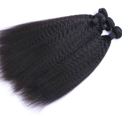 Ldjoy Kinky Straight 4 Pcs Bundles Natural Black Human Hair