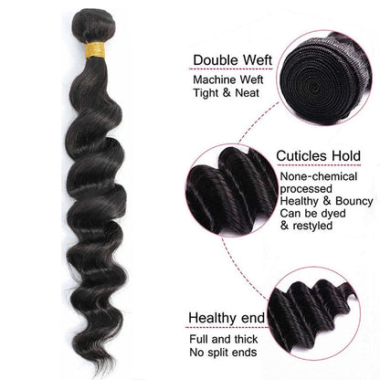 Ldjoy Loose Deep Wave 4 Pcs Bundles Hair Weft Natural Black Human Virgin Hair