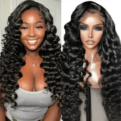 Ldjoy Loose Deep Wave 4x4 Lace Closure Wig Natural Black Human Hair Wig
