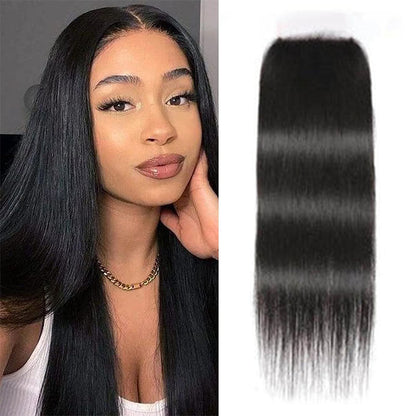 Ldjoy Straight 1 Pcs 4x4 Lace Closure Natural Black Human Virgin Hair