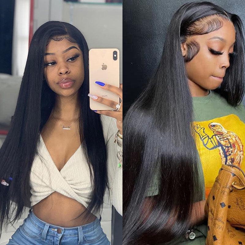 Ldjoy Straight 13x6 Lace Front Wig Natural Black Human Hair Wig
