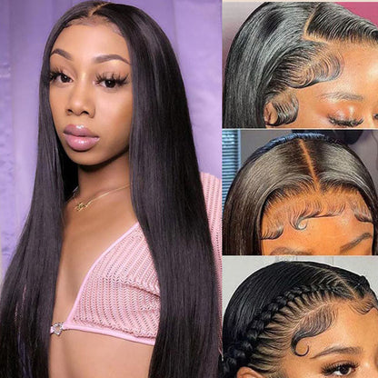 Ldjoy Straight 13x6 Lace Front Wig Natural Black Human Hair Wig