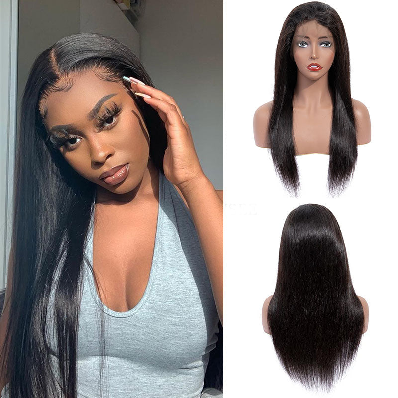 Ldjoy Straight 13x6 Lace Front Wig Natural Black Human Hair Wig