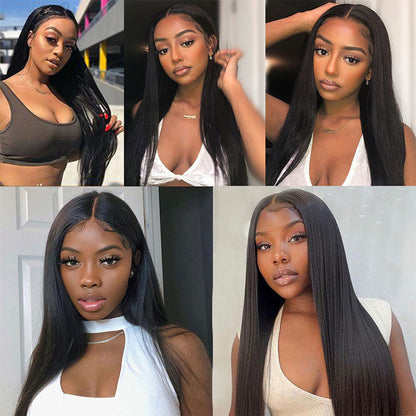 Ldjoy Straight 4 Pcs Bundles Hair Weft With 13x4 Lace Frontal Human Hair