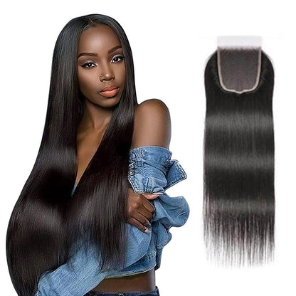 Ldjoy Straight 4 Pcs Bundles Hair Weft With 4x4 Lace Closure Human Hair