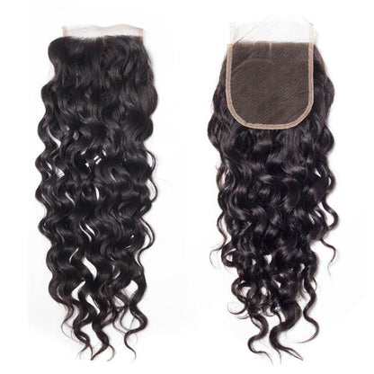 Ldjoy Water Wave 1 Pcs Lace Closure Natural Black Human Hair
