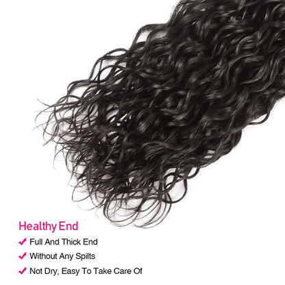 Ldjoy Water Wave 4 Bundles Hair Weft With 13x4 Lace Frontal Human Hair