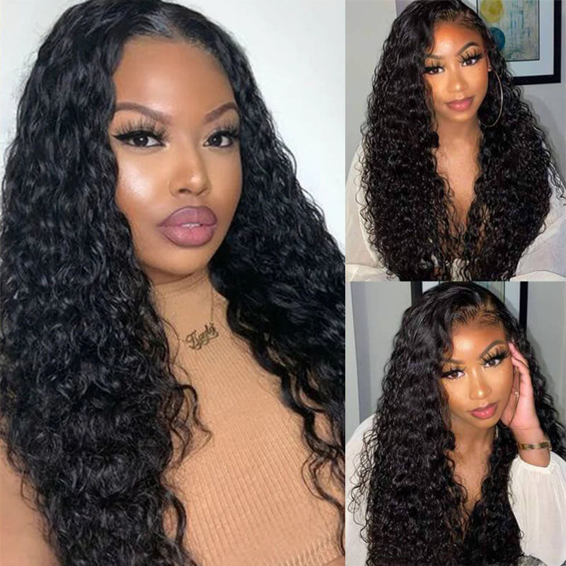 Ldjoy Water Wave 4 Bundles Hair Weft With 4x4 Lace Closure Natural Black