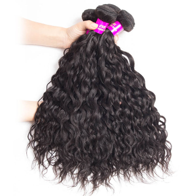 Ldjoy Water Wave 4 Bundles Human Hair Natural Black