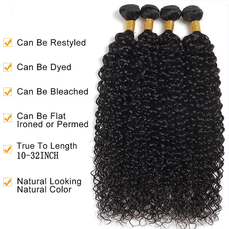 Ldjoy Water Wave 4 Bundles Human Hair Natural Black