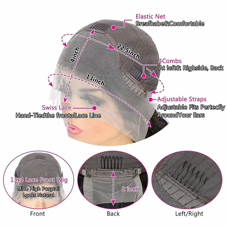 Ldjoy Straight 13x4 Lace Front Natural Black Human Hair Wig For Women 180% Density