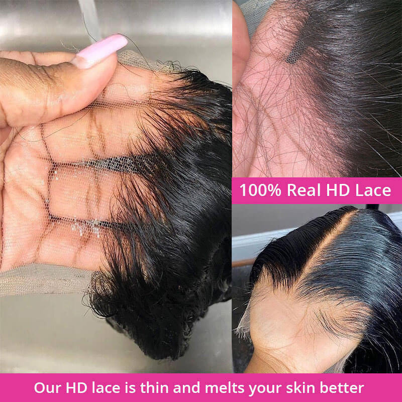 Ldjoy Kinky Straight 13x4 HD Lace Front Wig Natural Black Human Hair Wig
